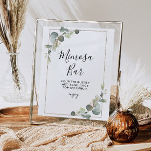 eucalyptus greenery bridal shower mimosa bar sign