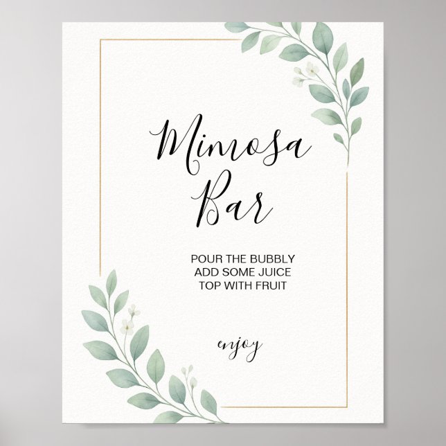 eucalyptus greenery bridal shower mimosa bar sign (Front)
