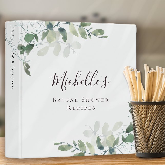 Eucalyptus Greenery Bridal Shower Recipe  3 Ring Binder (Creator Uploaded)