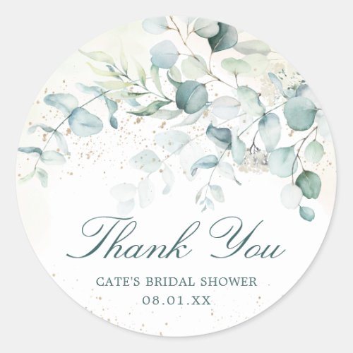 Eucalyptus Greenery Bridal Shower Thank You Classic Round Sticker