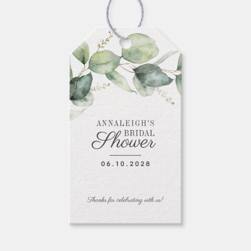 Eucalyptus Greenery Bridal Shower Thank You Favor Gift Tags