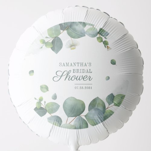 Eucalyptus Greenery Bridal Shower Watercolor Balloon