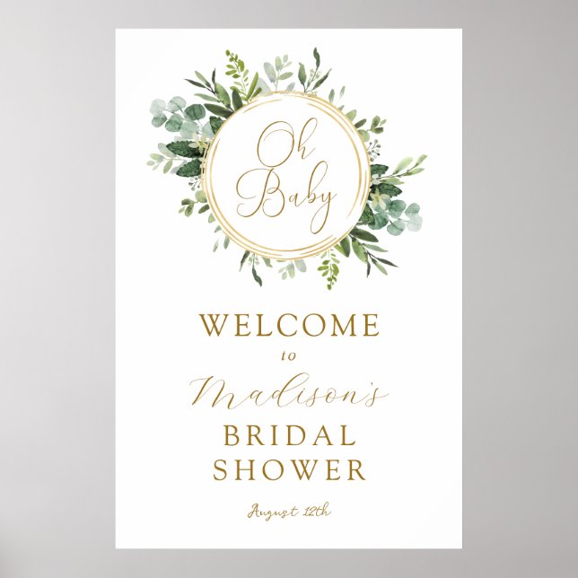Eucalyptus Greenery Bridal Shower Welcome Poster (Front)