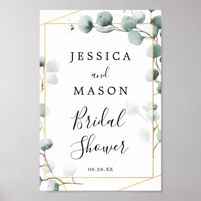 Eucalyptus Greenery Bridal Shower Welcome Sign (Front)