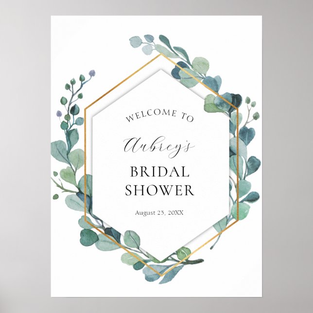 Eucalyptus Greenery Bridal Shower Welcome Sign (Front)