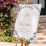 Eucalyptus Greenery Bridal Shower Welcome Sign<br><div class="desc">Eucalyptus Greenery Bridal Shower Welcome Sign to match our "Brunch & Bubbly Eucalyptus Greenery Bridal Shower" invitations. This stylish design features a wreath of hand-painted watercolor eucalyptus leaves, an illustration of two champagne glasses, "welcome" in faux gold script lettering, and the bride's name in modern typography. Visit our store for...</div>