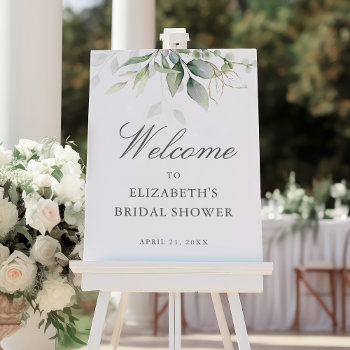 Eucalyptus Greenery Bridal Shower Welcome Sign by sweetbirdiestudio at Zazzle
