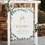 Eucalyptus Greenery Bridal Shower Welcome Sign<br><div class="desc">Eucalyptus Greenery Bridal Shower Welcome Sign to match our "Brunch & Bubbly Eucalyptus Greenery Bridal Shower" invitations. This stylish design features a wreath of hand-painted watercolor eucalyptus leaves, an illustration of two champagne glasses, "welcome" in faux gold script lettering, and the bride's name in modern typography. Visit our store for...</div>