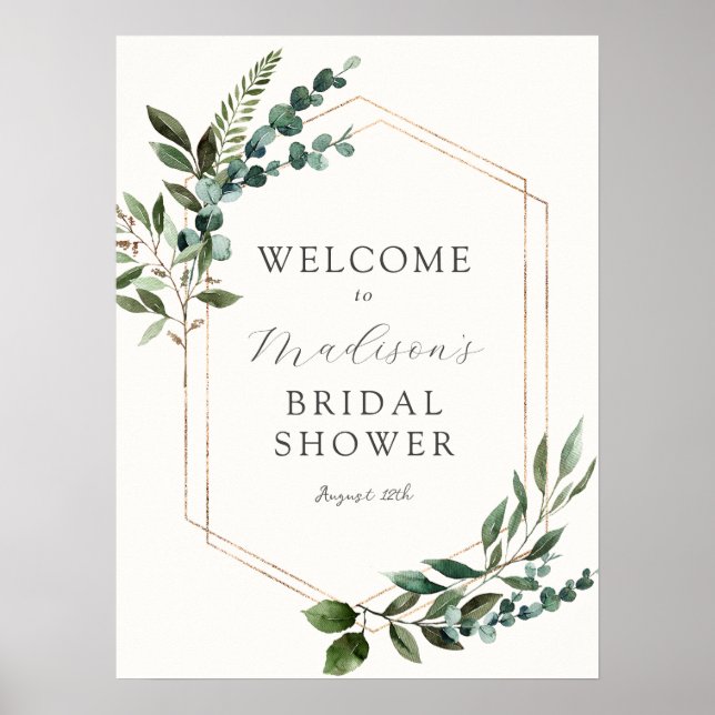 Eucalyptus Greenery Bridal Shower Welcome Sign (Front)