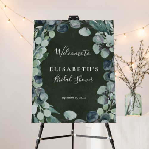 Eucalyptus greenery bridal shower welcome sign