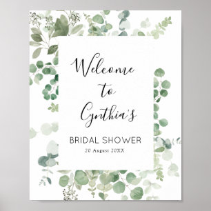 eucalyptus greenery bridal shower welcome sign