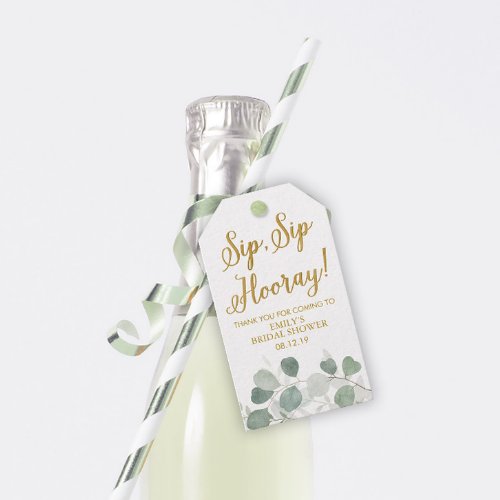 Eucalyptus Greenery Bridal Shower Wine Favor Tags