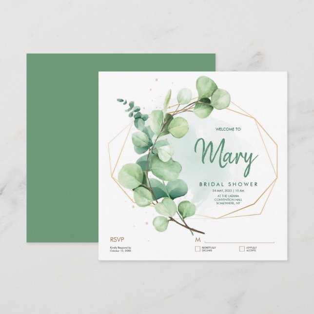Eucalyptus Greenery Bridal Shower with RSVP Invitation (Front/Back)