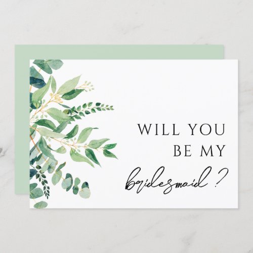 Eucalyptus Greenery Bridesmaid Proposal Card