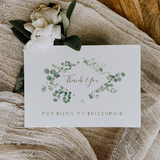 eucalyptus greenery bridesmaid thank you card