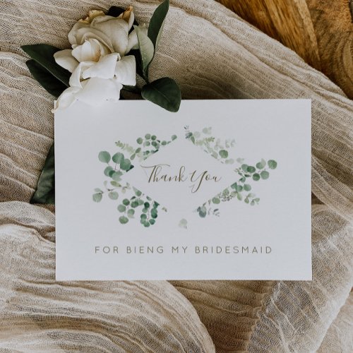eucalyptus greenery bridesmaid thank you card