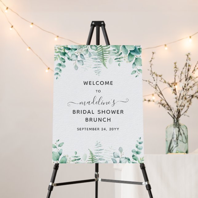 Eucalyptus Greenery Brunch Bridal Shower Welcome Foam Board (In Situ (Stand))