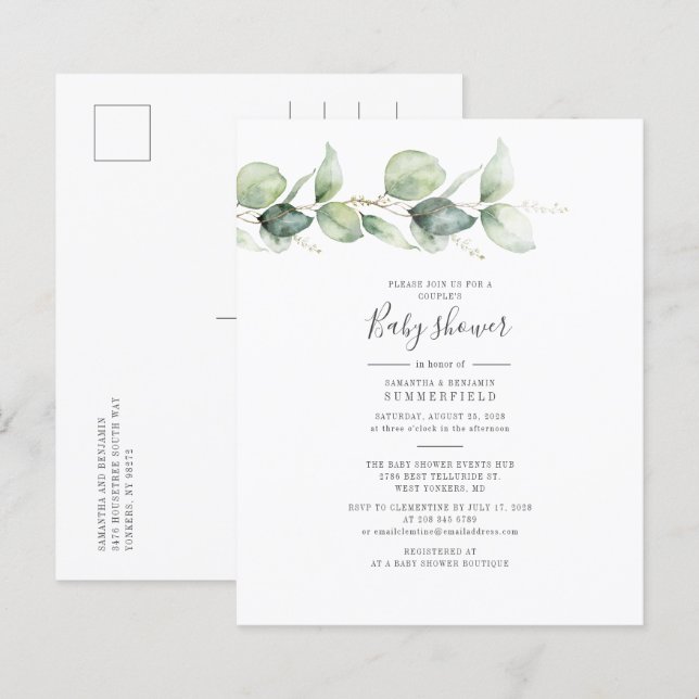 Eucalyptus Greenery Budget Couples Baby Shower (Front/Back)