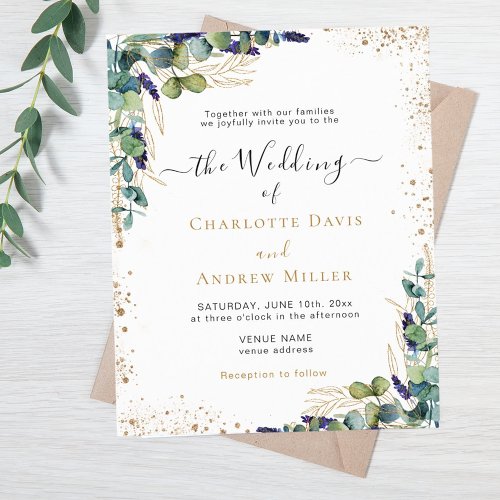 Eucalyptus greenery budget wedding invitation