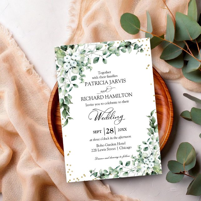 Eucalyptus Greenery Budget Wedding Invitation (Creator Uploaded)