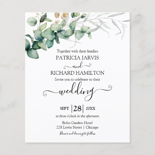 Eucalyptus Greenery Budget Wedding Invitation