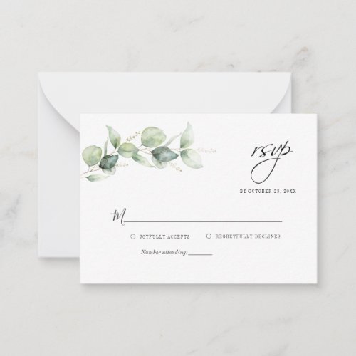 Eucalyptus Greenery Budget Wedding RSVP Card