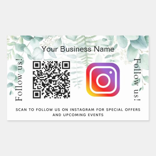 Eucalyptus greenery business qr code instagram rectangular sticker