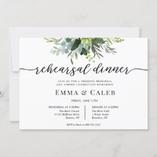 Eucalyptus Greenery Calligraphy Rehearsal Dinner Invitation