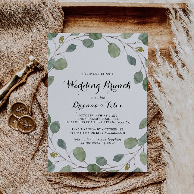 Eucalyptus Greenery Calligraphy Wedding Brunch Invitation (Creator Uploaded)