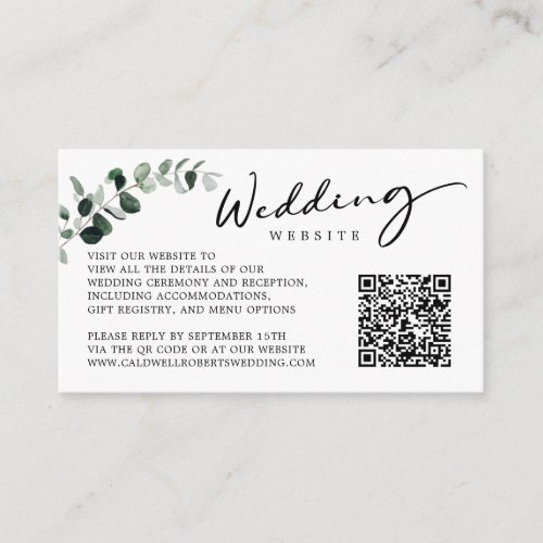 Eucalyptus Greenery Calligraphy Wedding Website Enclosure Card