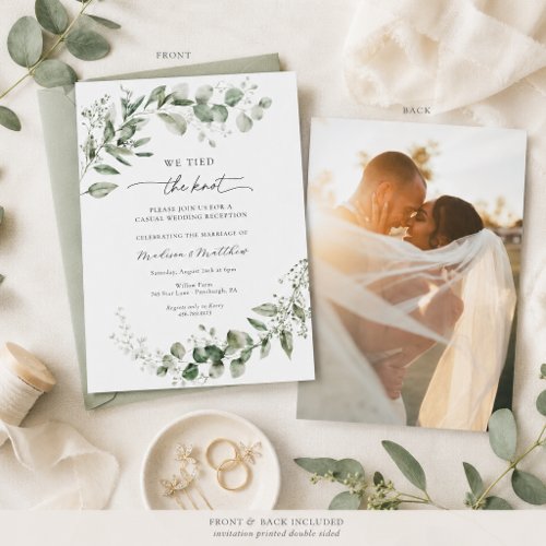 Eucalyptus Greenery Casual Wedding Reception Invitation
