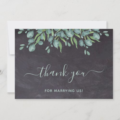 Eucalyptus Greenery Chalkboard Wedding Officiant Thank You Card
