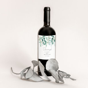 Eucalyptus greenery Cheers bridal shower Wine Label