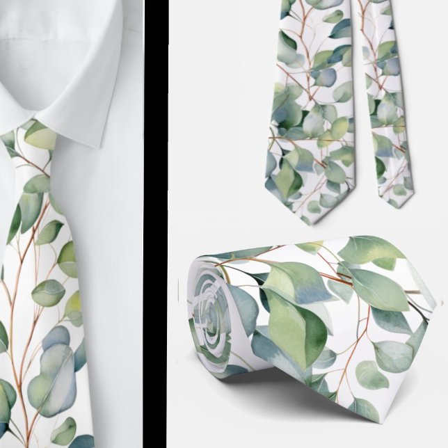 Eucalyptus Greenery Classic Formal Floral Neck Tie (Creator Uploaded)