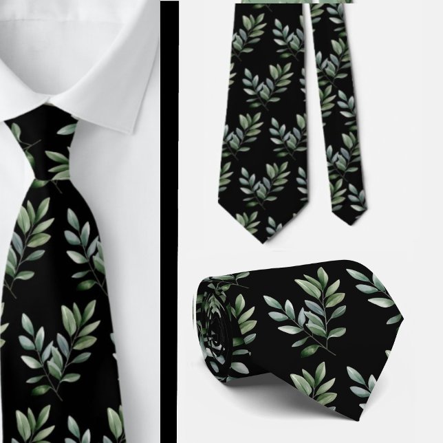 Eucalyptus Greenery Classic Formal Floral Neck Tie (Creator Uploaded)