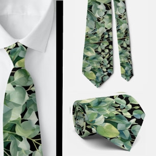 Eucalyptus Greenery Classic Formal Floral Neck Tie