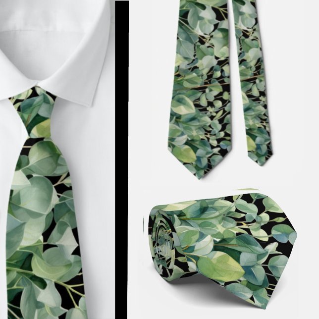 Eucalyptus Greenery Classic Formal Floral Neck Tie (Creator Uploaded)