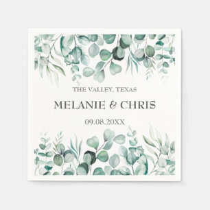 Eucalyptus Greenery Custom Boho Rustic Wedding Napkins