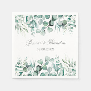 Eucalyptus Greenery Custom Boho Rustic Wedding Napkins