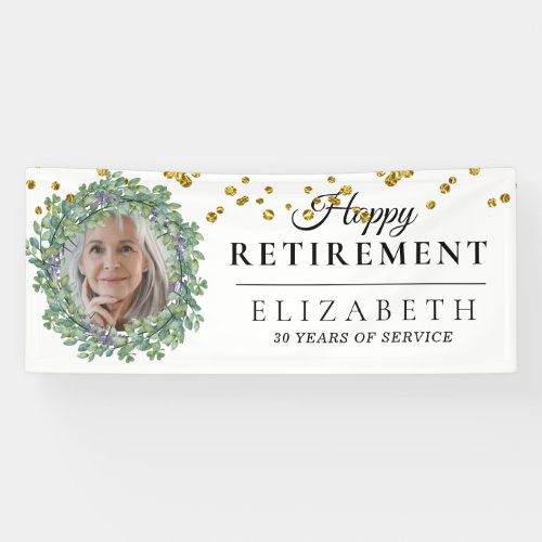Eucalyptus Greenery Custom Photo Retirement Party  Banner