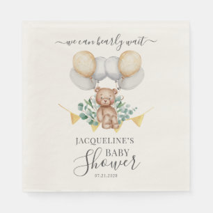 Eucalyptus Greenery Cute Bear Baby Shower Paper Napkins