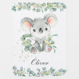 Eucalyptus Greenery Cute Koala Aussie Animal Baby Blanket