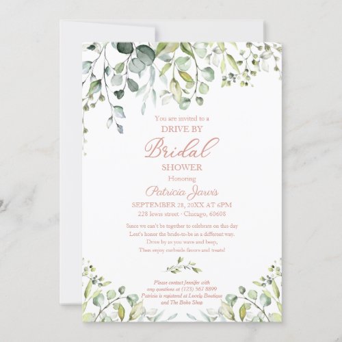 Eucalyptus Greenery Drive By Bridal Shower Invitat Invitation