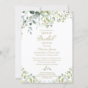 Eucalyptus Greenery Drive By Bridal Shower Invitation
