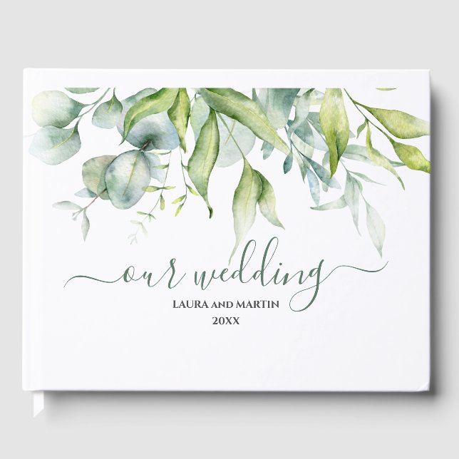 Eucalyptus greenery elegance fresh design guest book (Front)