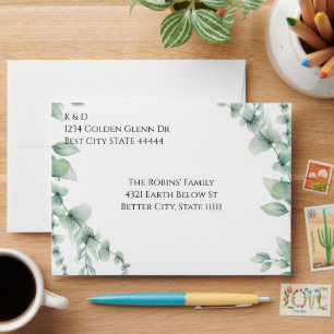 Eucalyptus Greenery Elegant Botanical Wedding Envelope