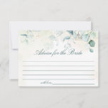 Eucalyptus Greenery Elegant Bridal Shower Advice Card<br><div class="desc">Bridal Shower Advice Card featuring watercolor painted eucalyptus greenery and lines for guests to write their advice.  This simple,  rustic style advice card is great for a botanical themed celebration in the summer.</div>