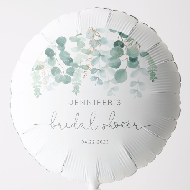 Eucalyptus greenery elegant bridal shower balloon (Front)