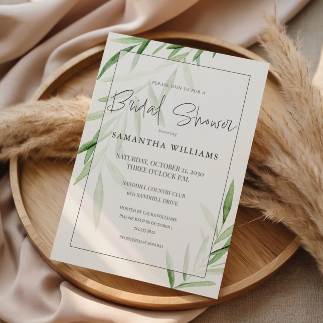 Eucalyptus Greenery Elegant Bridal Shower Invitation (Creator Uploaded)