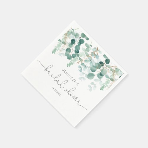 Eucalyptus greenery elegant bridal shower napkins
